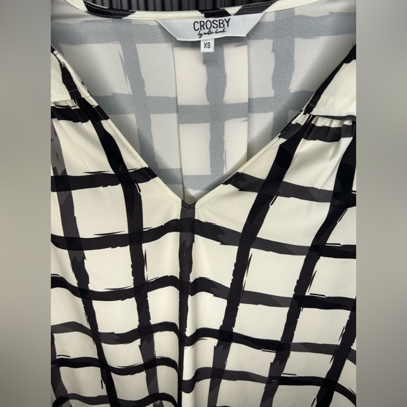 Women’s Crosby by Mollie Burch White Black Long Sleeve Blouse Top Designer XS - Picture 3 of 4